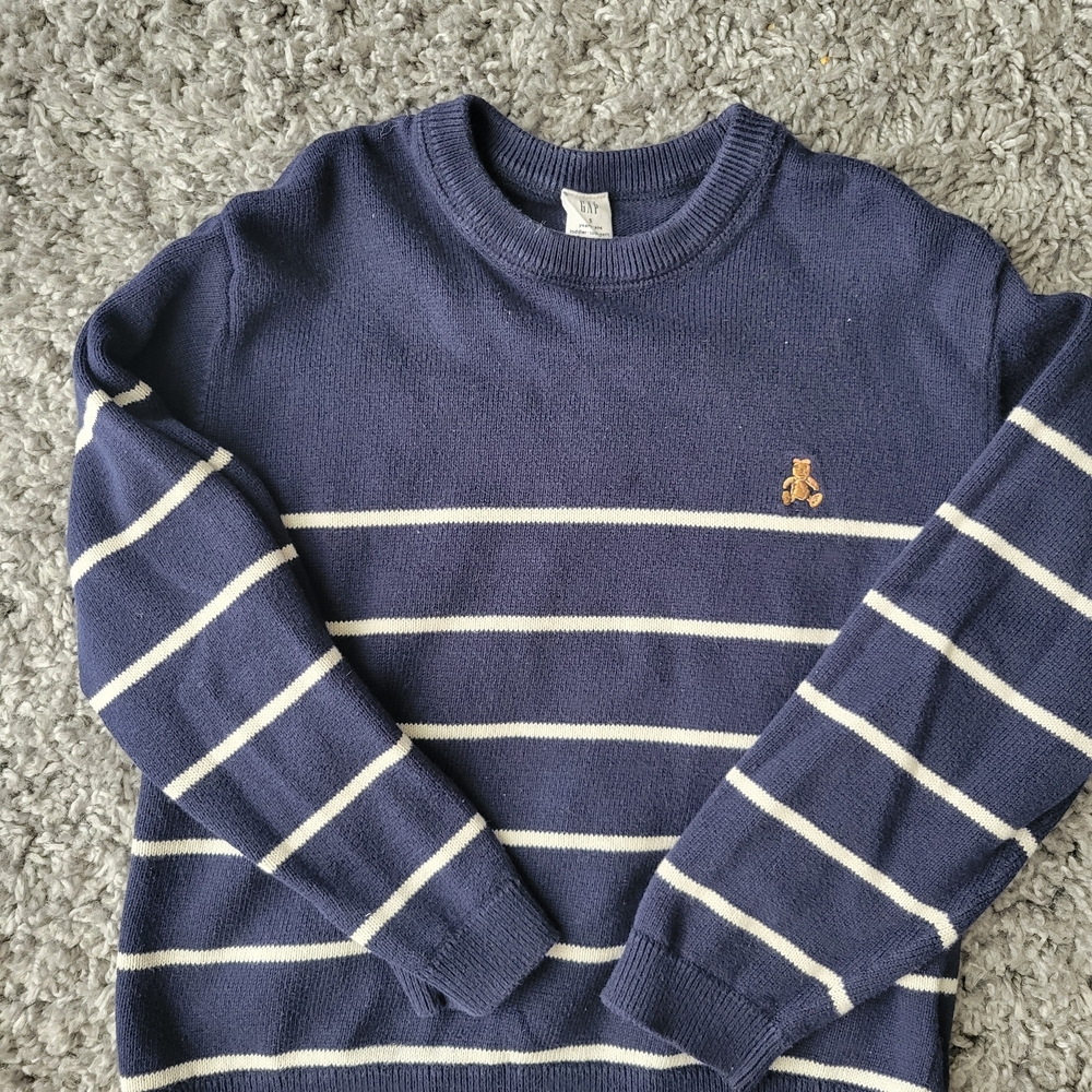GAP Kids Navy and White Striped Sweater